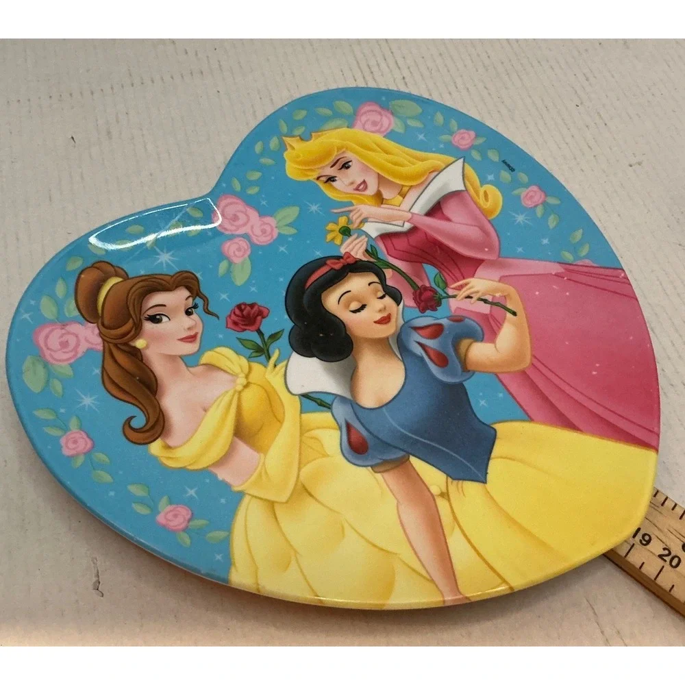 Zak Designs Disney Princess Heart Shaped Plate and Bowls Set Melamine Pink Blue